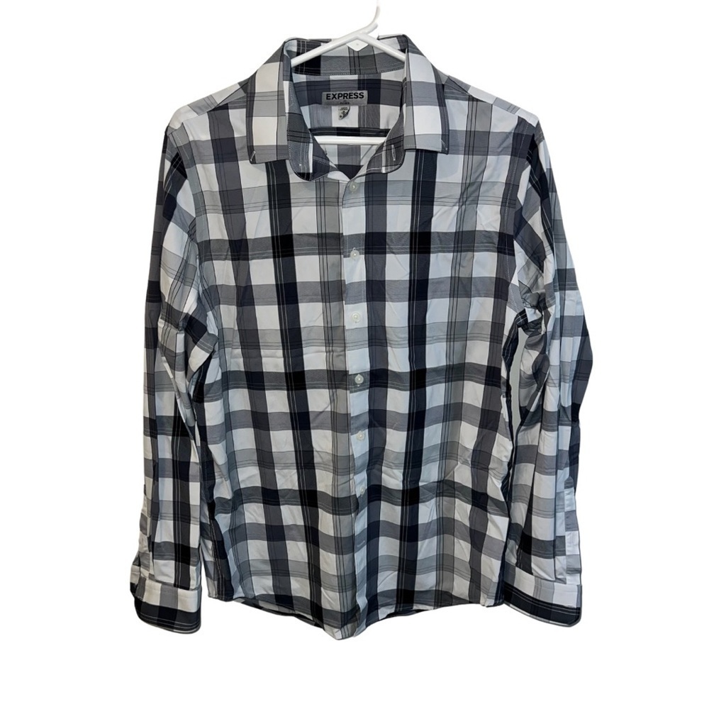 Express Black and White Casual Button Down Shirt